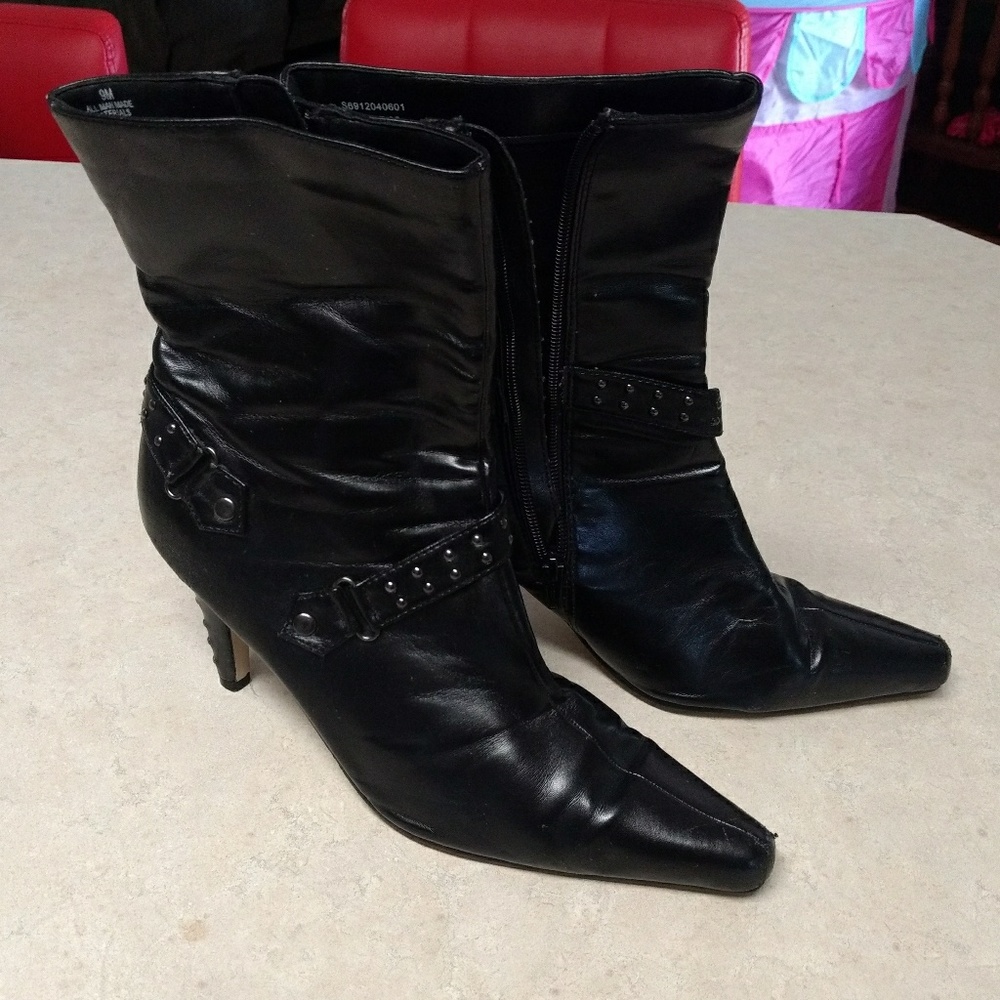 Studded Black Calf Boots | Pierre Dumas